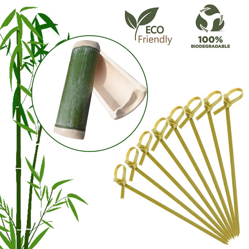 DC-BEAUTIFUL 200 Pack Natural Bamboo Knot Skewers, 6 Inch Bamboo Twisted End Cocktail Picks, Appetizer Picks for Party Snacks Club Sandwiches Finger Food Barbecue Must (6.0â€) - Image 2